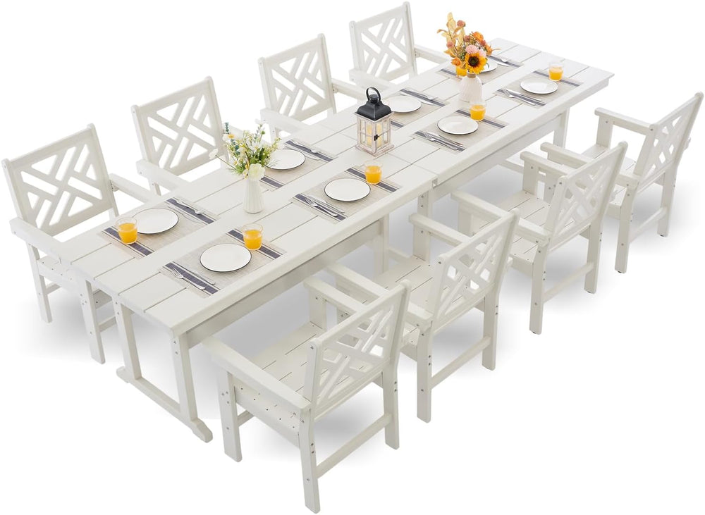HDPE Dining Table Set for 8,10-Piece Outdoor Table and Chairs Include 8 Dinin...