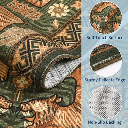 GarveeHome Large Tiger 9x12 Area Rugs Boho Washable Vintage Living Room Rug