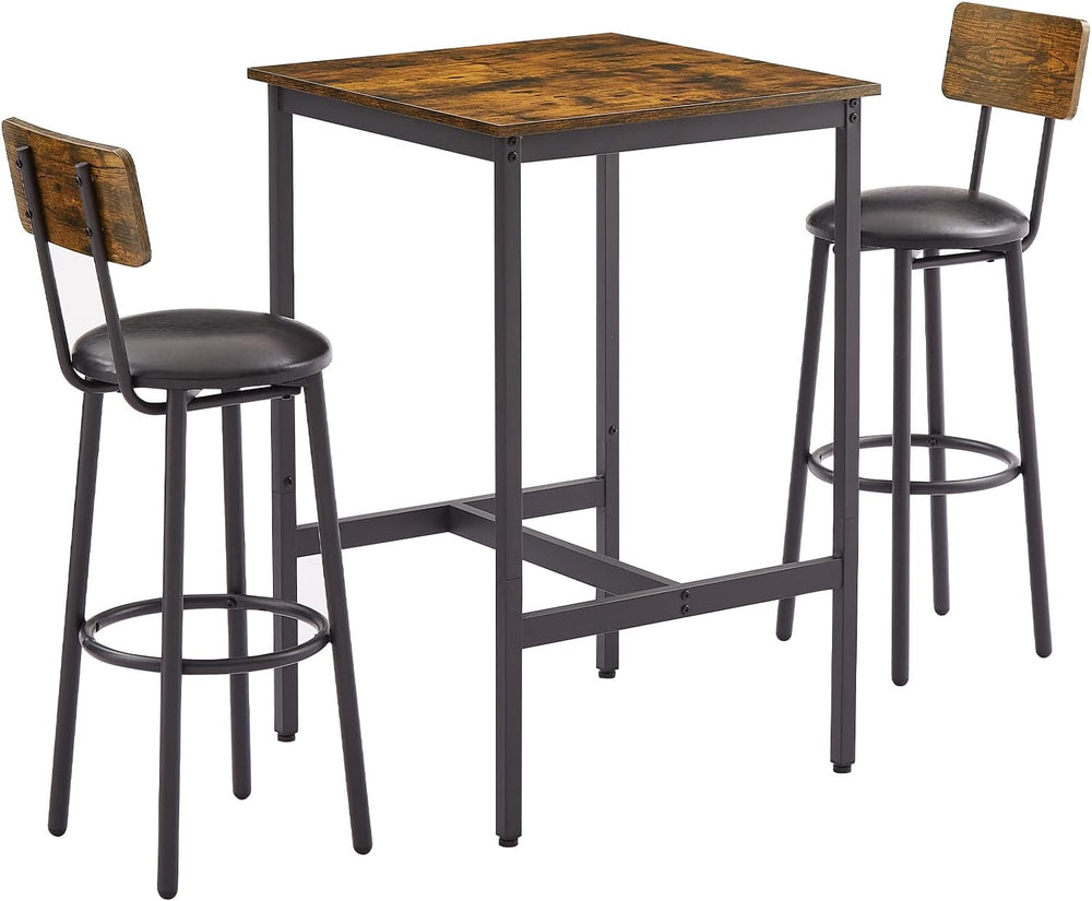 GNIXUU 3-Piece Small Bar Table and Chairs Set, Bar Set with Square Table and ...