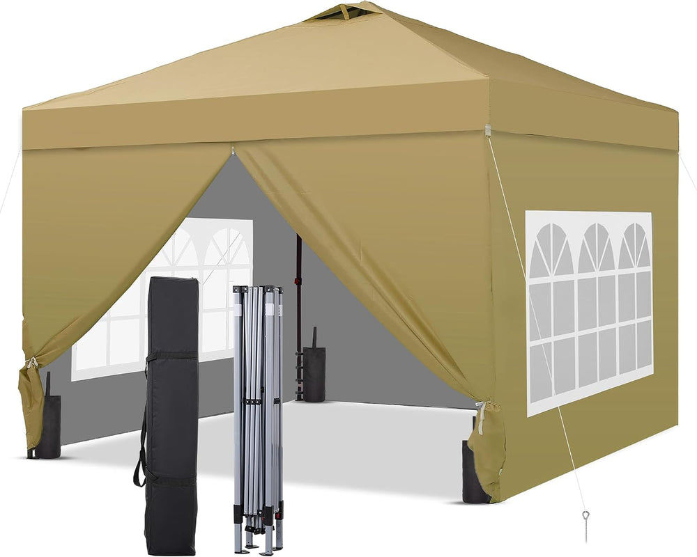 GDY 10x10 Pop Up Canopy Tent with 4 Sidewalls, Easy Set up, Outdoor Silver Co...