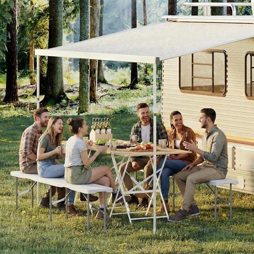 Portable Folding Bench 6 Foot, Plastic Foldable Bench, White