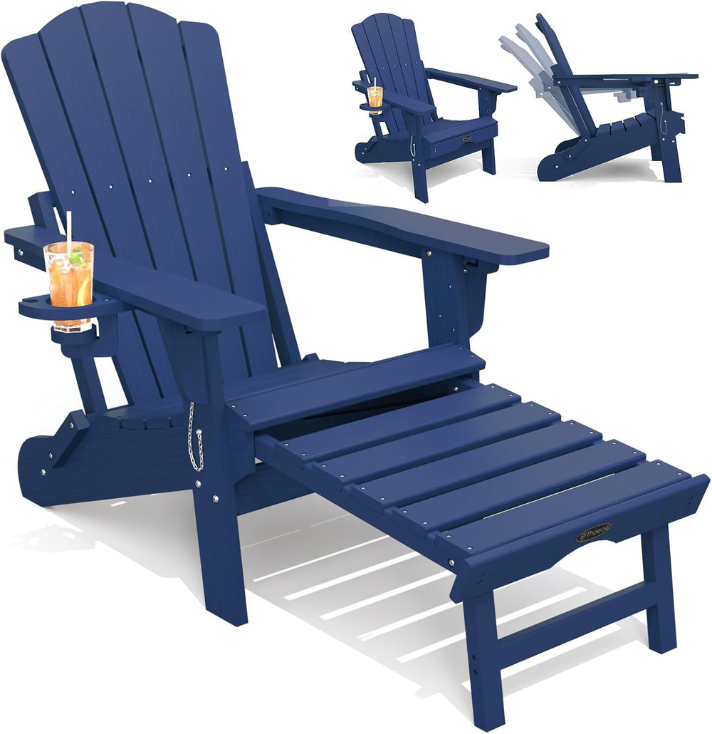 THOEOE Folding Adirondack Chairs, Outdoor Patio Fire Pit Chairs