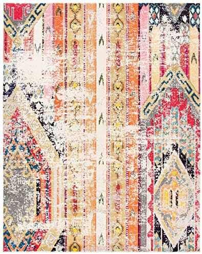 SAFAVIEH Madison Collection Area Rug - 10' x 14', Grey & Orange, ...
