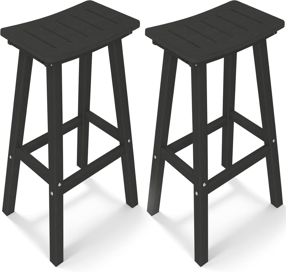 Outdoor Bar Stools Set of 2, 29" HDPE Bar Height Chairs