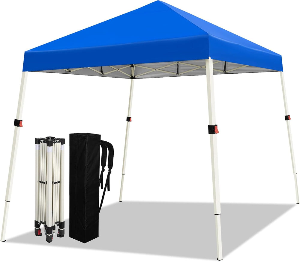 WEIZE 10x10 Slant Legs Pop Up Canopy Tent, 1-Button Push Setup Canopy Tent, A...