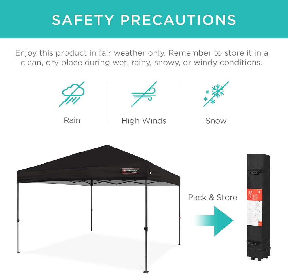 Best Choice Products 10x10ft Pop Up Canopy Tent, Outdoor Shade, 1 Person 1 Mi...