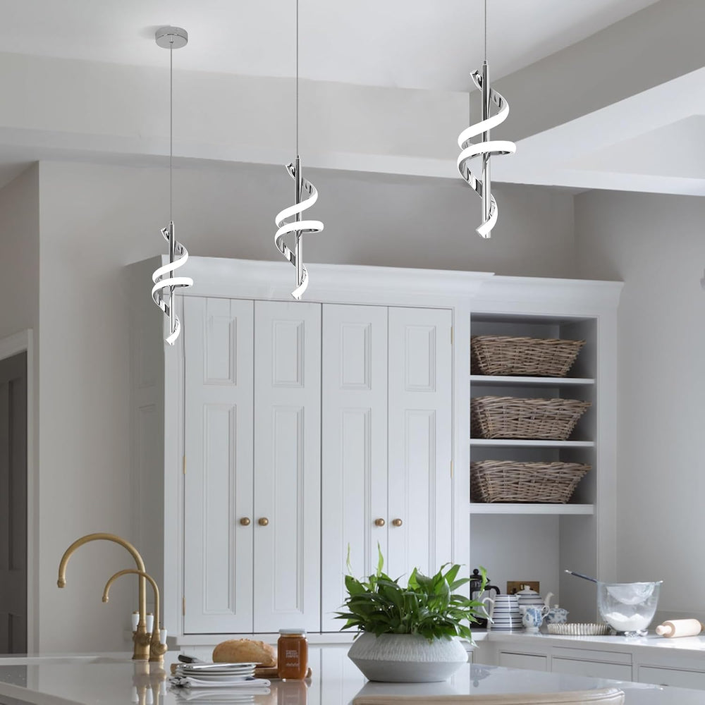 Spiral Led Pendant Light Fixtures, 5500K Cold White Modern Led Pendant Light ...