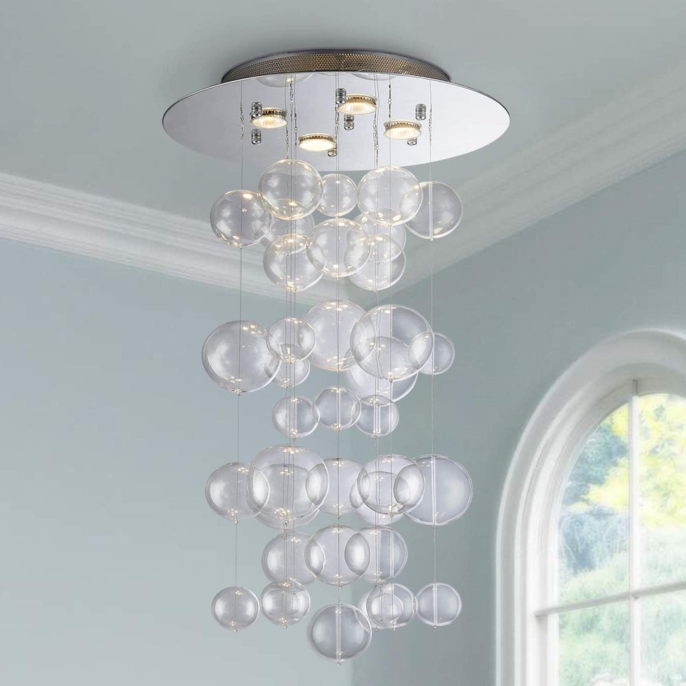 Saint Mossi Modern Glass Bubble Chandelier Lighting, Raindrop Flush Mount Cei...