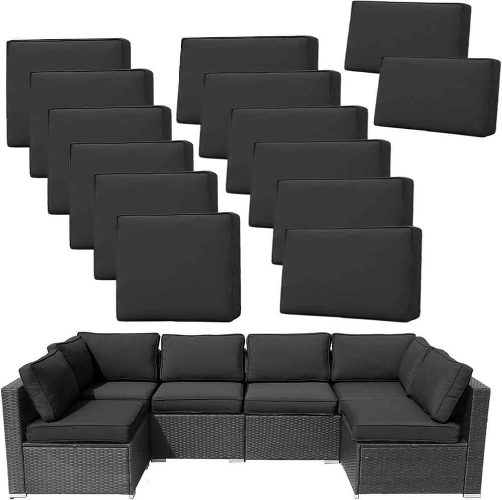 14Pieces Patio Cushion Covers Replacement Outdoor Couch Cushions Covers Splas...