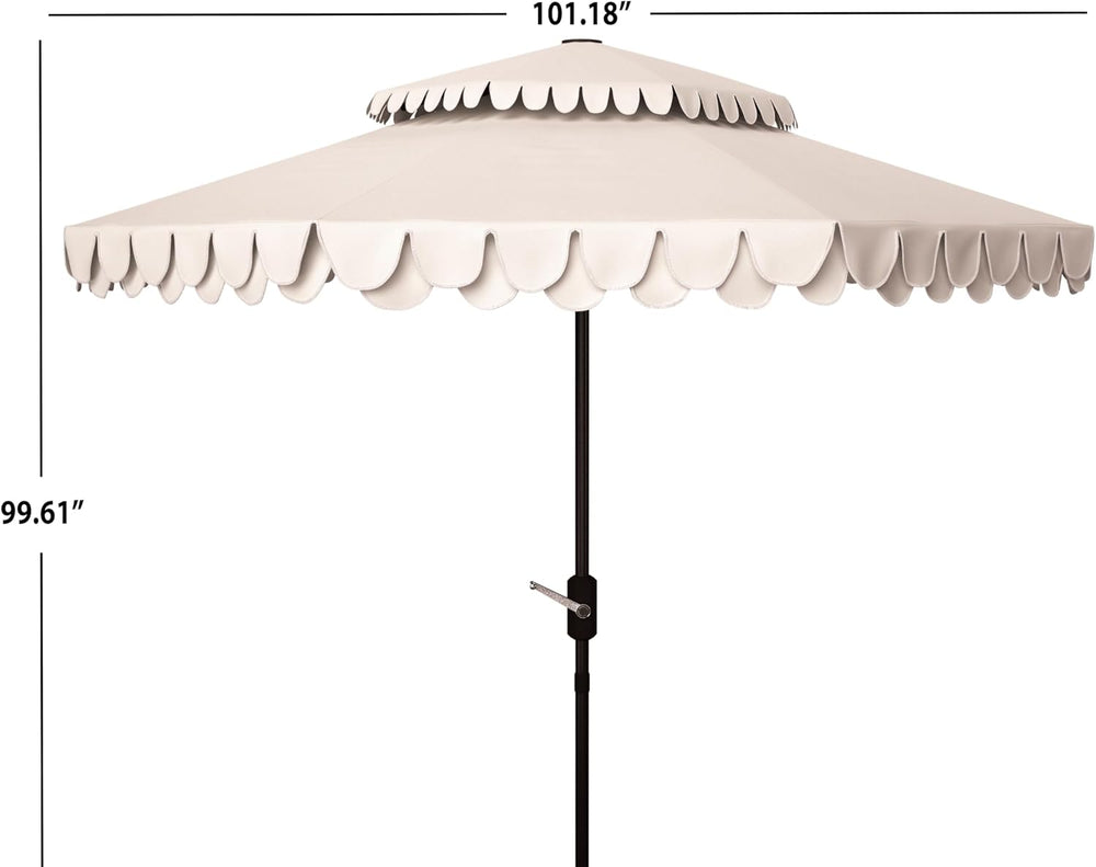 SAFAVIEH Outdoor Valance Double-Top Umbrella, 9-Foot Beige & White PAT8206C