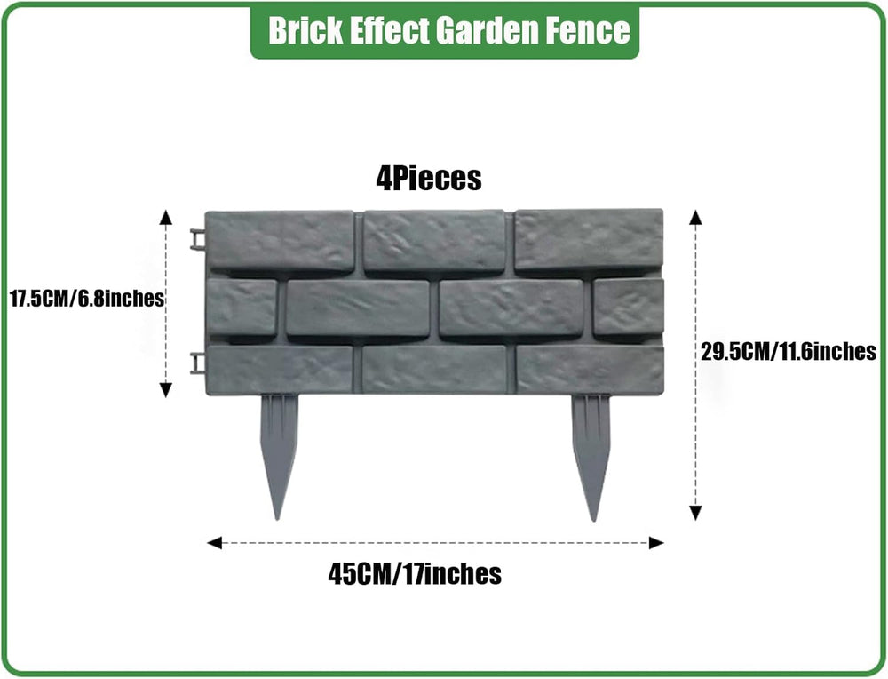 Brick Effect Garden Fence,Flower Bed Border Detachable Splicing Garden Fence,...