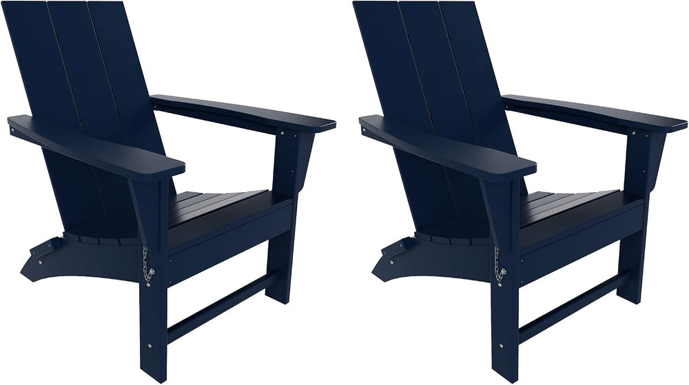 WestinTrends Ashore Modern Outdoor Folding Adirondack Chair (Set of 2), Navy ...