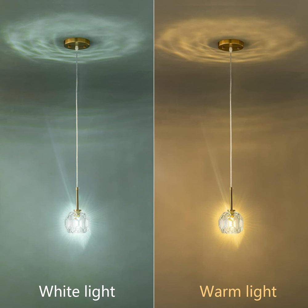 LMQNINE Mini Crystal Gold Pendant Lights Kitchen Island 3 Pack Pendant Light ...