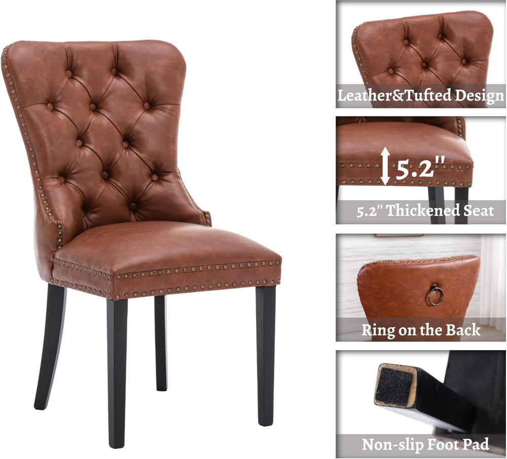 EALSON Modern Dining Chairs Set of 4 Mid Century Leather Dining Room Chairs w...