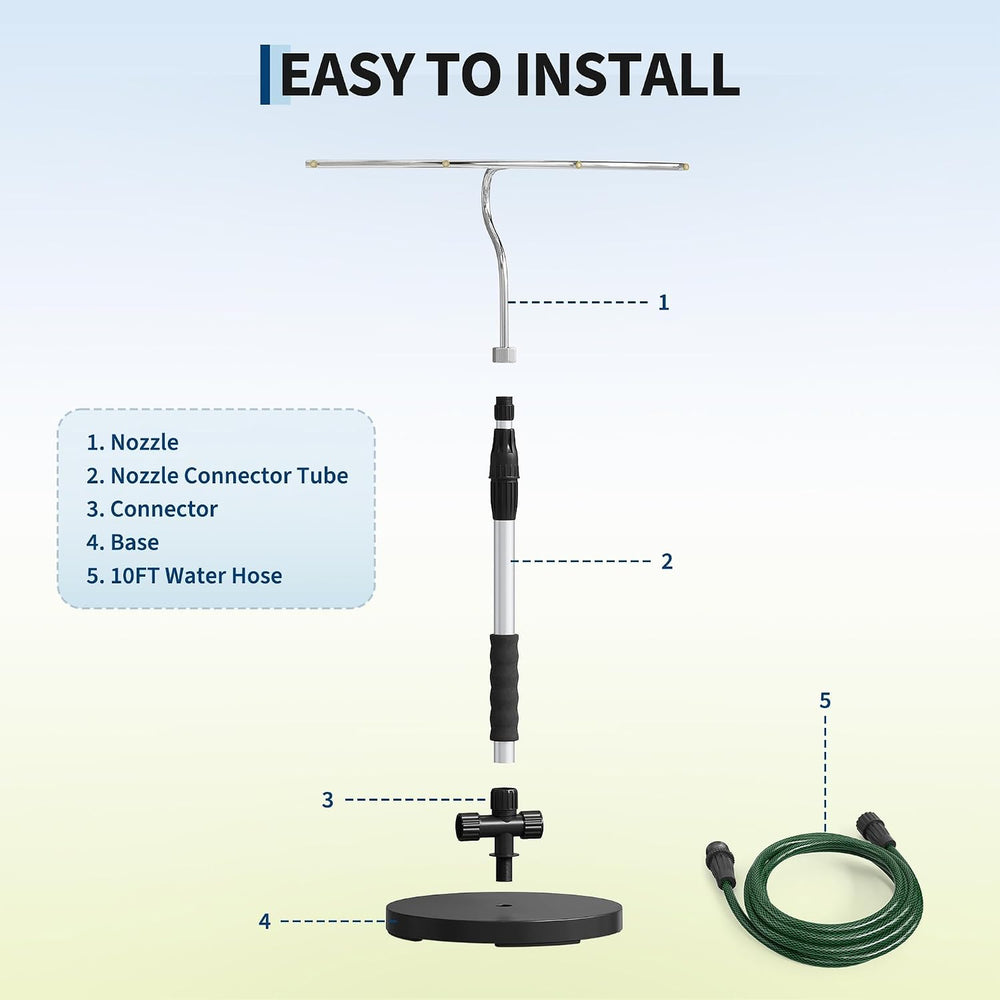Standing Misters for Outside Patio with T-Bar 4 Nozzles & 10ft water hose