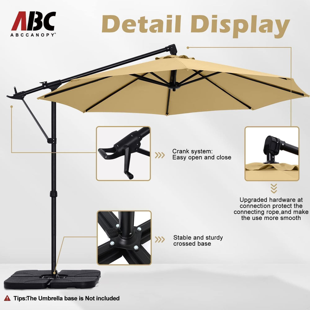 ABCCANOPY 10FT Cantilever Offset Hanging Patio Umbrella
