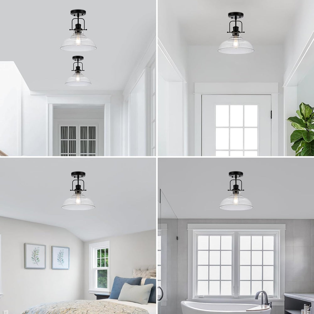 WILON Black Semi Flush Mount Ceiling Lights, Kitchen Lighting Fixtures with S...