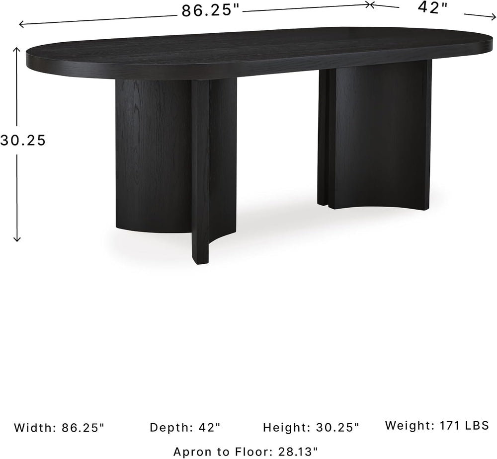 Signature Design by Ashley Rowanbeck Minimalist Dining Table for 8 People, Black