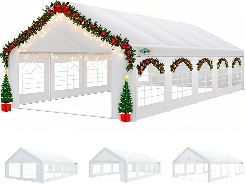 COBIZI 16x32 Heavy Duty Party Tent Outdoor Waterproof Canopy with 14 Church W...