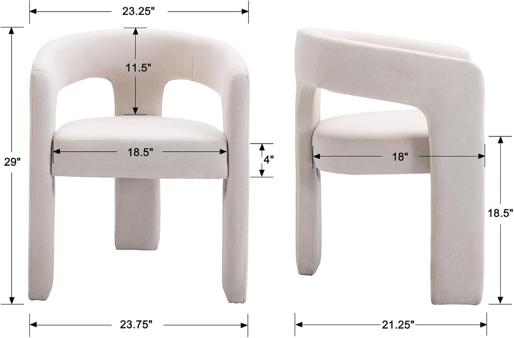 Modern Barrel Dining Chairs Set of 4, Upholstered Accent Kitchen Chair with A...