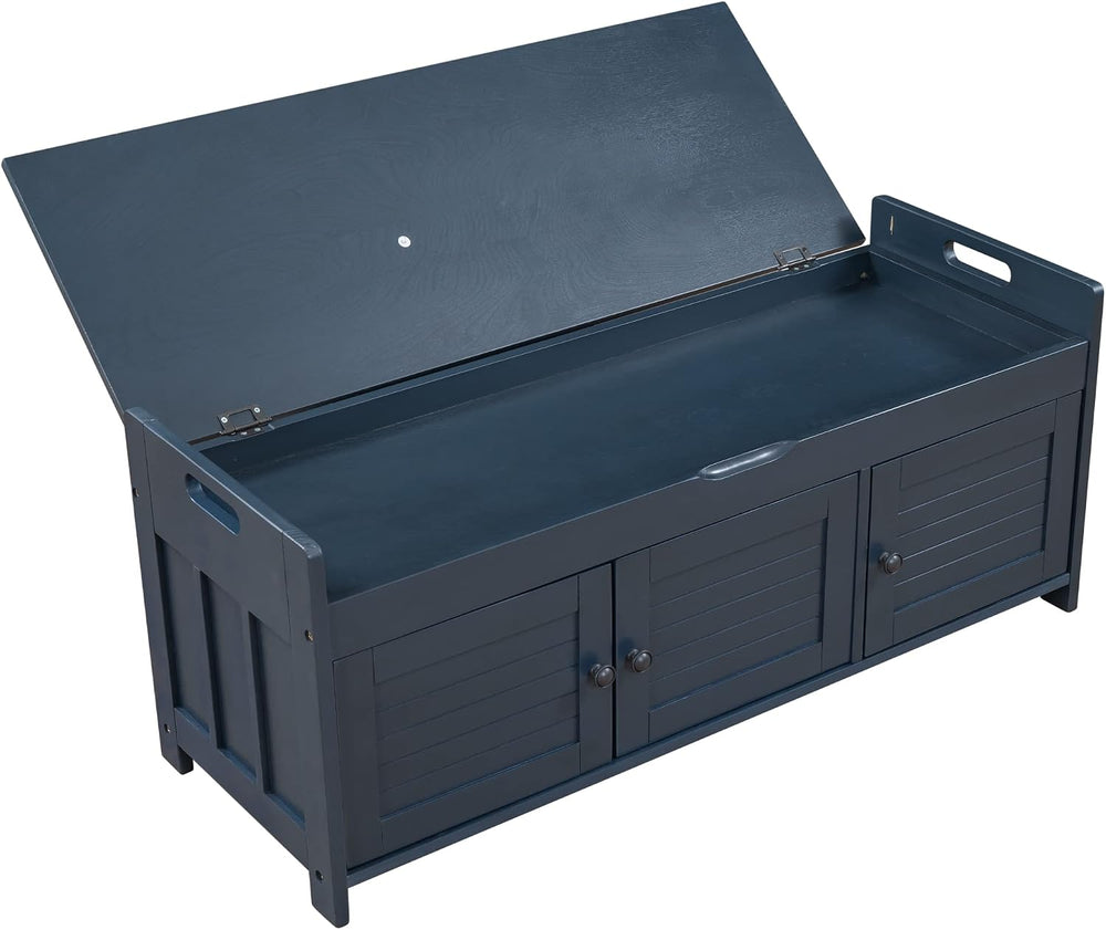 SOFTSEA Upholstered Storage Bench, Entryway Shoe Bench with Removable Cushion...
