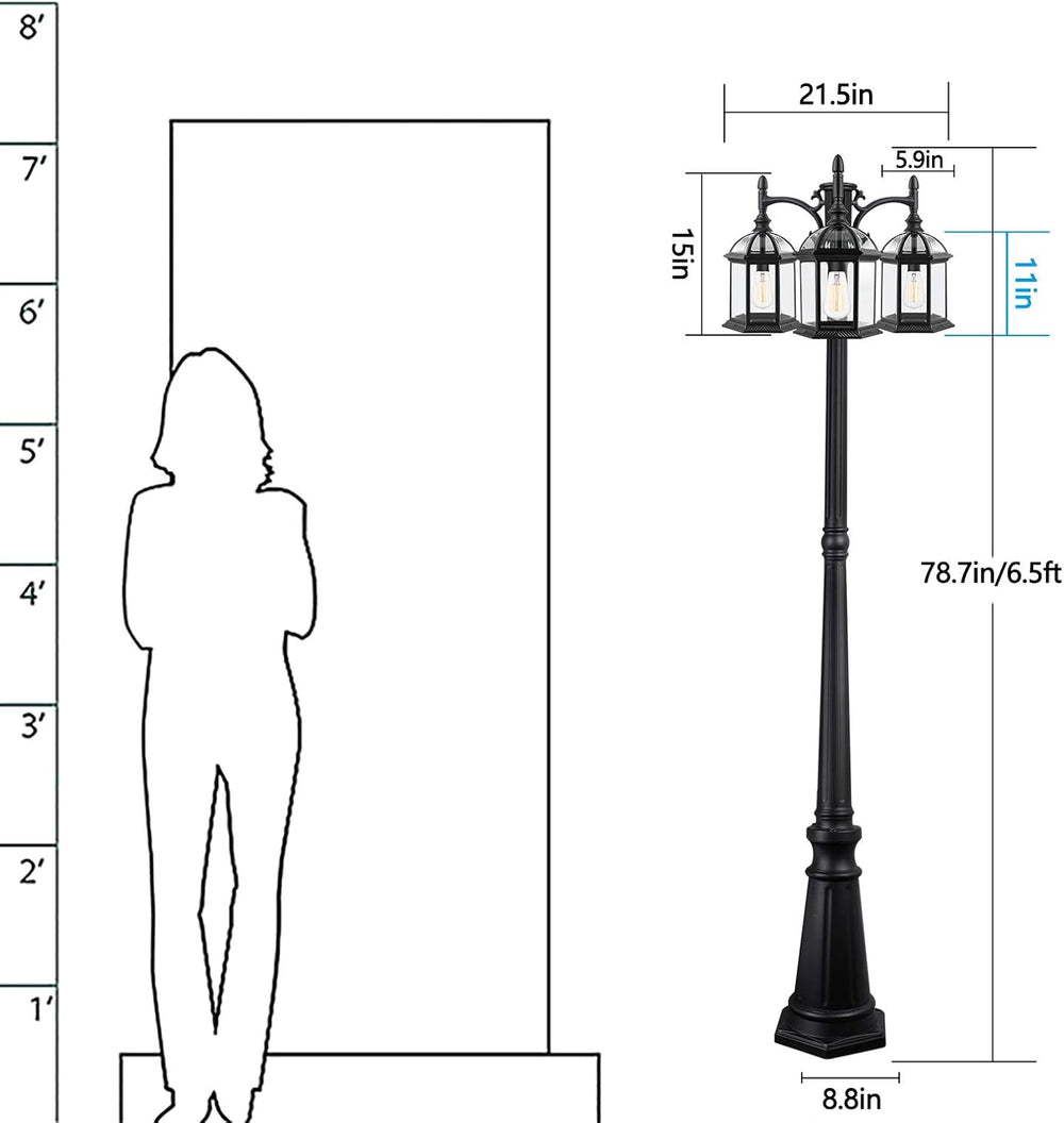Aluminum Outdoor Lamp Post Birdcage, Hardwired Street Light Post for Outside,...