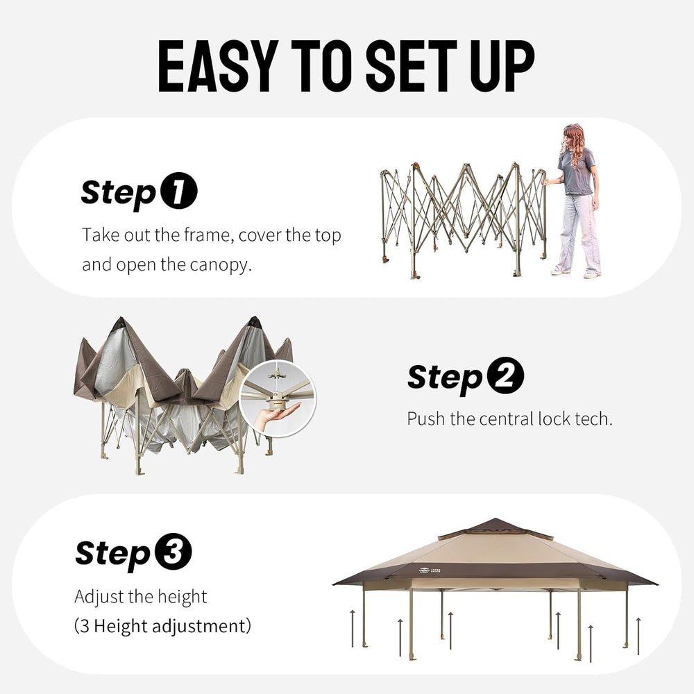 CROWN SHADES 12x12 Pop Up Gazebo with Mosquito Nettings, Patented CENTERLOK 6...