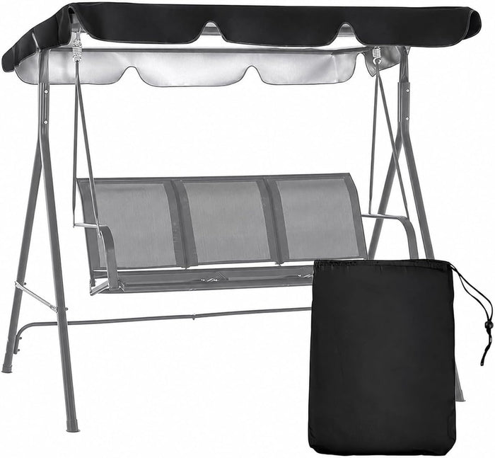 Patio Swing Canopy Replacement Top, 65x45/75x45/78x47/85x45 Outdoor 2/3 Seater Porch Swing Canopy Cover, Reinforced Edges Rip Proof UV Block Sun Shade 420D Waterproof for Garden Yard Park Seat (85x45)