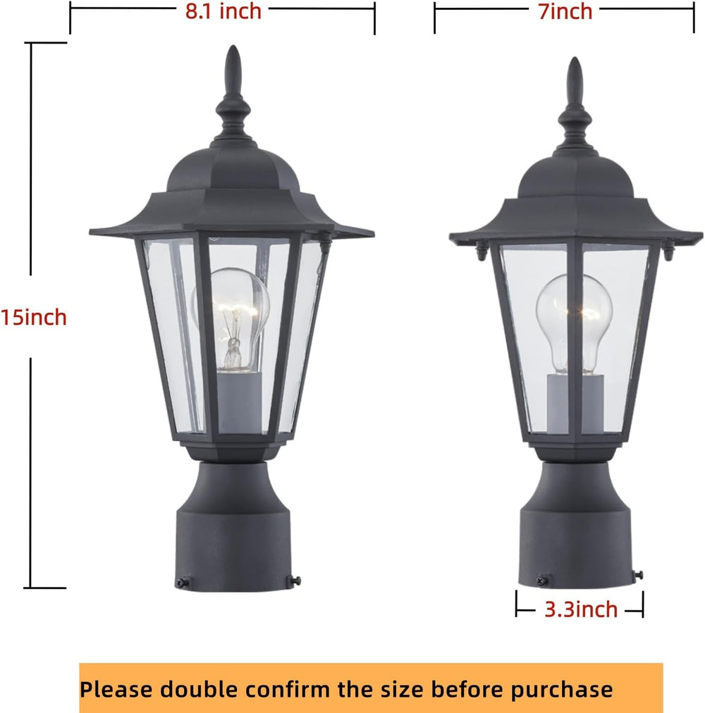 WISBEAM 2 Packs Outdoor Post Light, Pole Lantern, E26 Base 60W Max, Aluminum ...