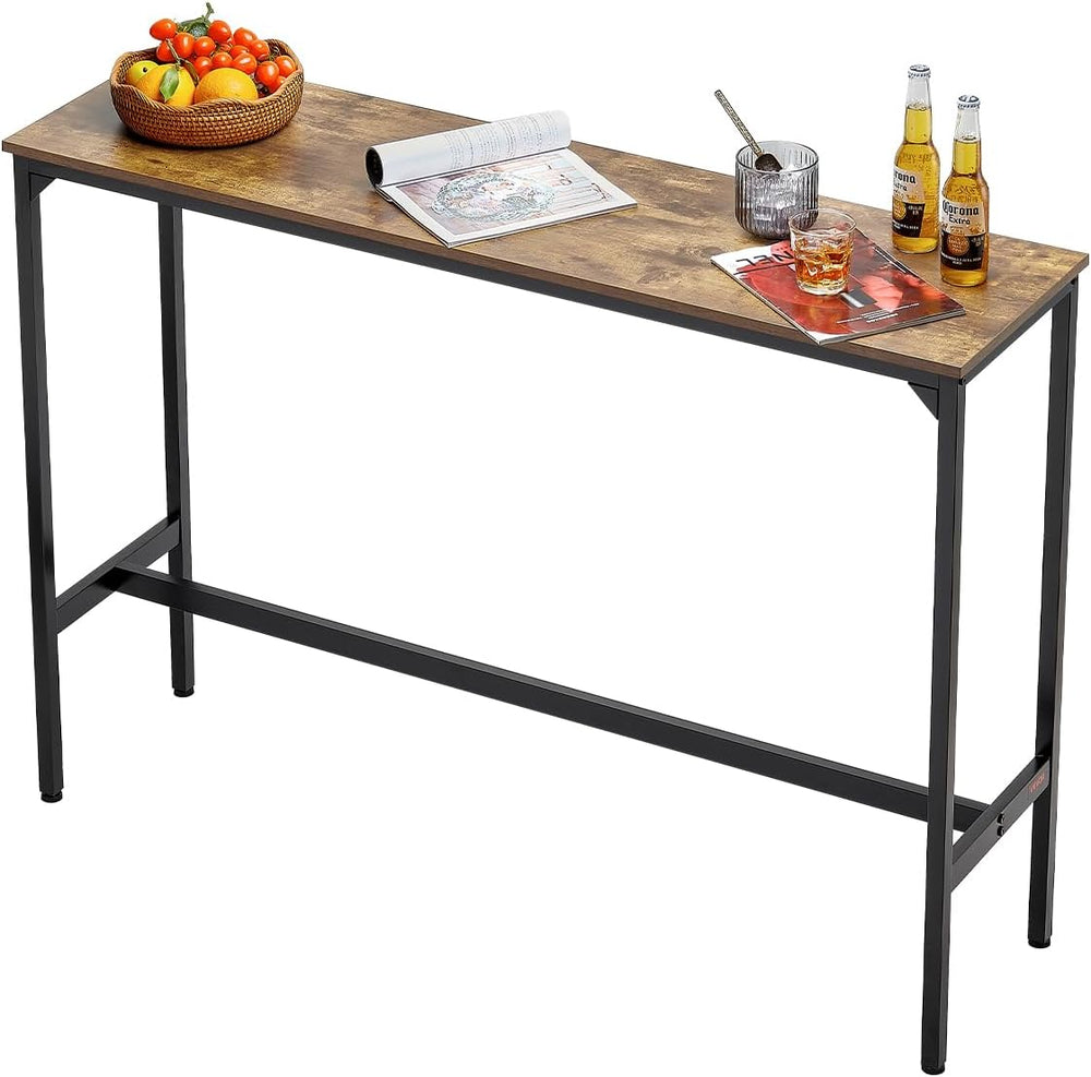VEVOR Bar Table, Sturdy Metal Frame High Top Pub Table, Narrow Long Kitchen D...