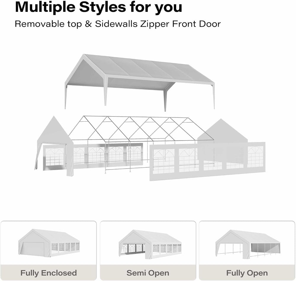 LAUSAINT HOME 20x30 Party Tent, Heavy Duty Waterproof Canopy with Removable S...