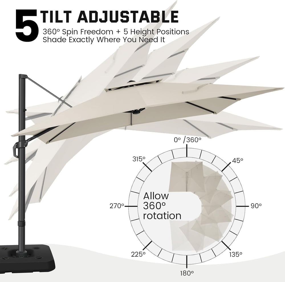 Hoteel Outdoor Patio Umbrella - 10ft Cantilever Umbrella for Patio Heavy Duty...