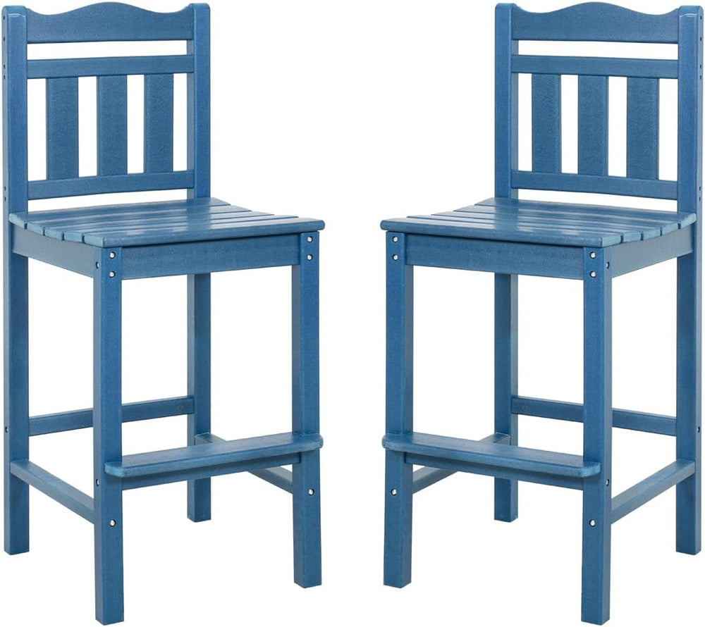 Sundale Outdoor Tall Adirondack Bar Chair Set of 2, HDPE Patio Bar Stools
