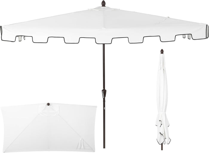 JONATHAN Y Sidney 9 ft. Crank Half Patio Market Umbrella, White