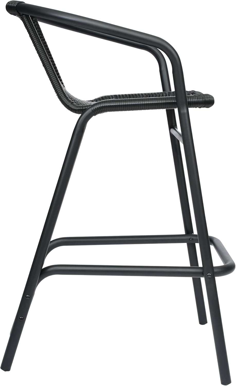 Flash Furniture PE Rattan Indoor/Outdoor Restaurant Barstool, Black, 2-Pack