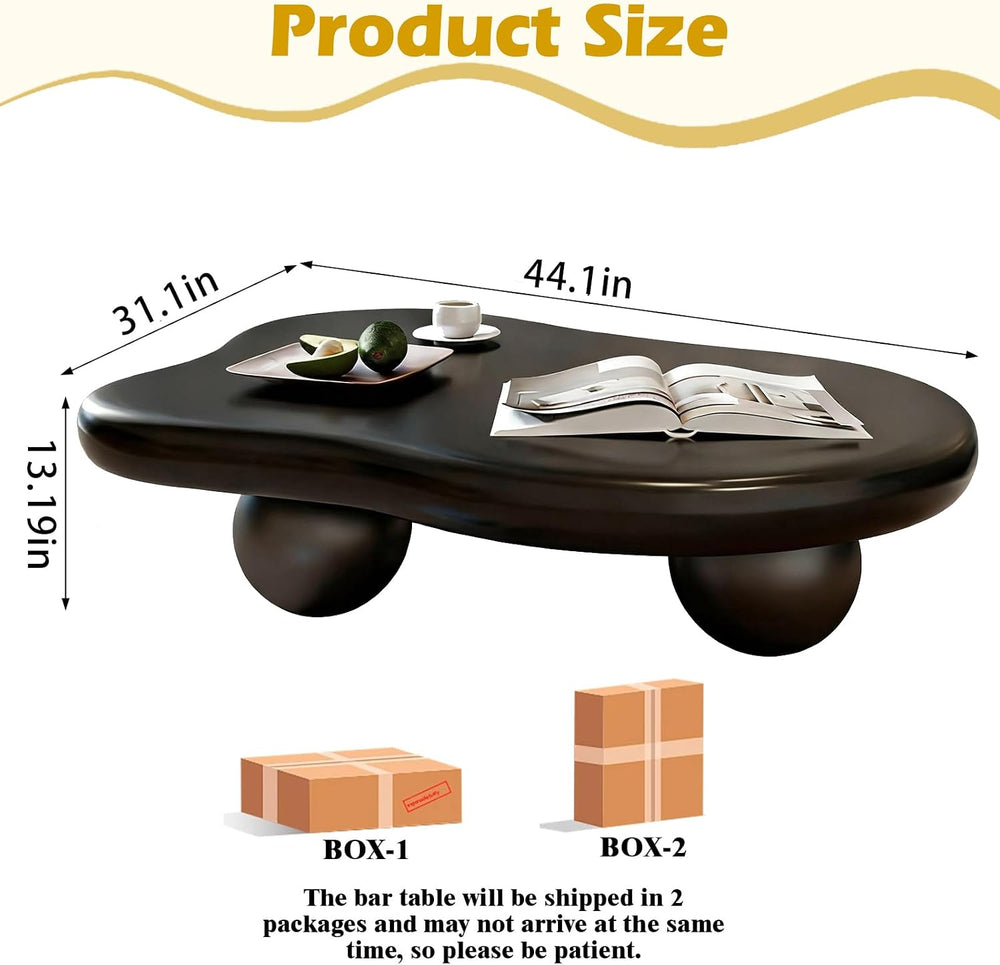 44” Cloud Shaped Coffee Table, Modern Irregular Oval Pedestal Coffee Tables w...