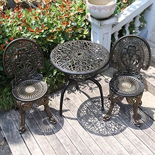 YKSY&YKSY Patio Bistro Set.Rust-Resistant Cast Aluminum Bistro Table Set ...