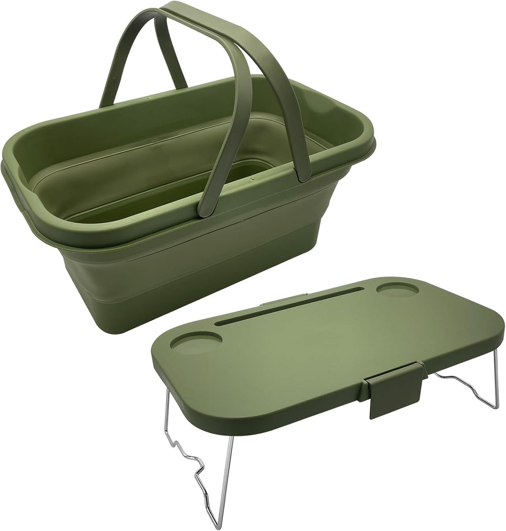 Foldable Picnic Basket Car Trunk Organiser Green