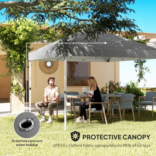 Outsunny 10' x 10' Pop Up Canopy Tent with 2 Half Sidewalls UV50+ Dar...