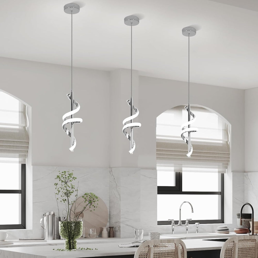 Spiral Led Pendant Light Fixtures, 5500K Cold White Modern Led Pendant Light ...