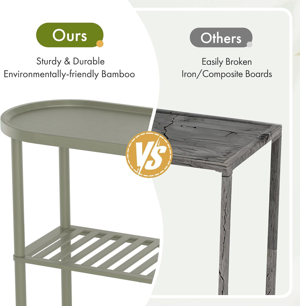 Small Console Table Bamboo 30.7", Modern Entryway Table Green 2-Tier, Na...