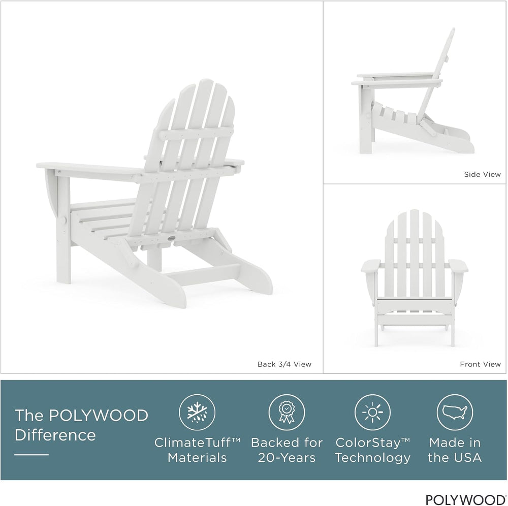 POLYWOOD AD5030WH Classic Folding Adirondack Chair, White 35.7 x 29 x 35.7 in...
