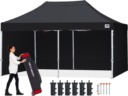 ABCCANOPY Commercial Pop Up Canopy Tent with Sidewalls 10X20,Black