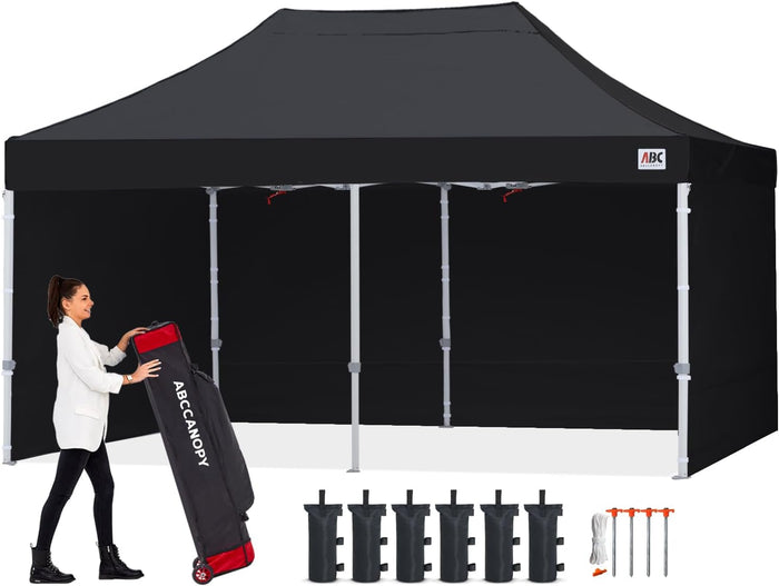 ABCCANOPY Commercial Pop Up Canopy Tent with Sidewalls 10X20,Black