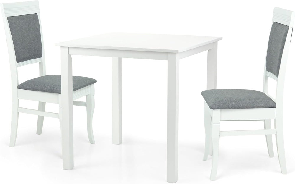 Dining Square Kitchen Table Contemporary Design Solid Wooden in White Finish