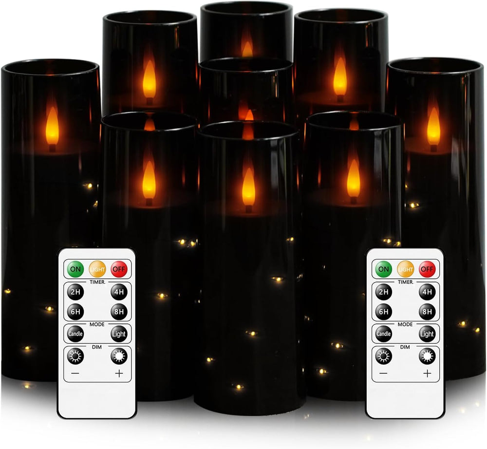 kakoya Flameless LED Candles with Timer 9 Pc Flickering Flameless Candles for...