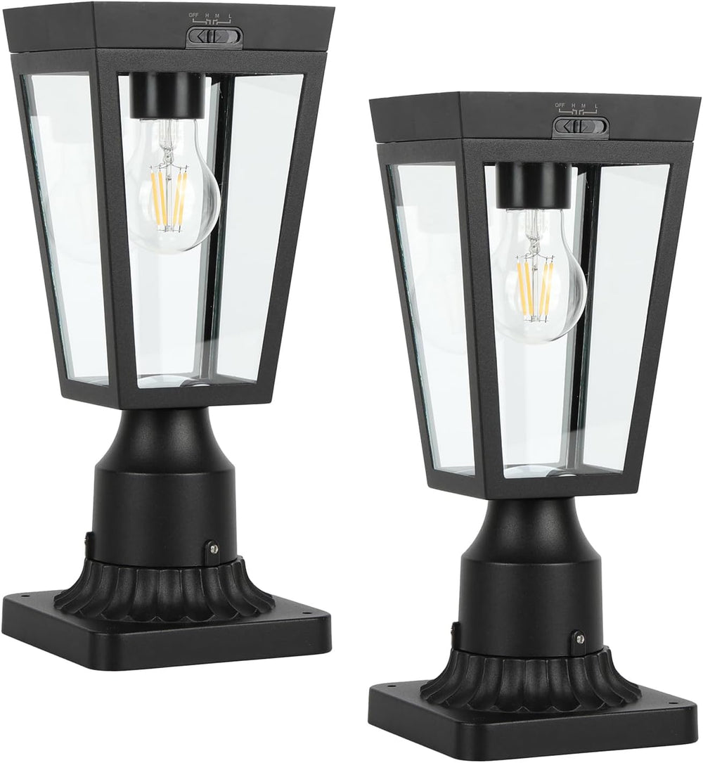 LUTEC 2 Pack Solar Post Lights, Dusk to Dawn Aluminium Solar Lamp Post Light ...