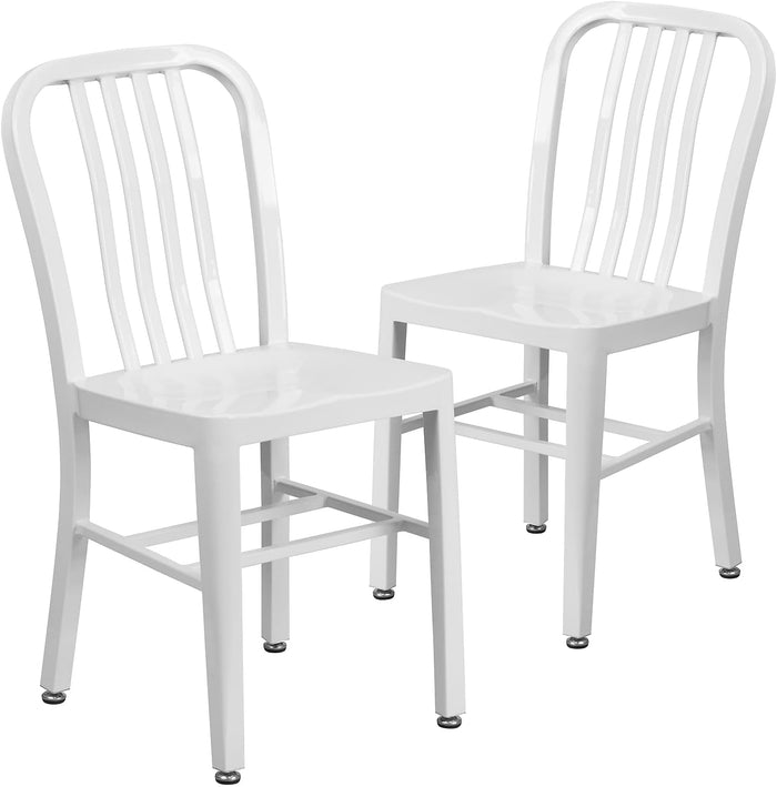 Flash Furniture Gael Commercial Grade 2 Pack White Metal Indoor-Outdoor Chair