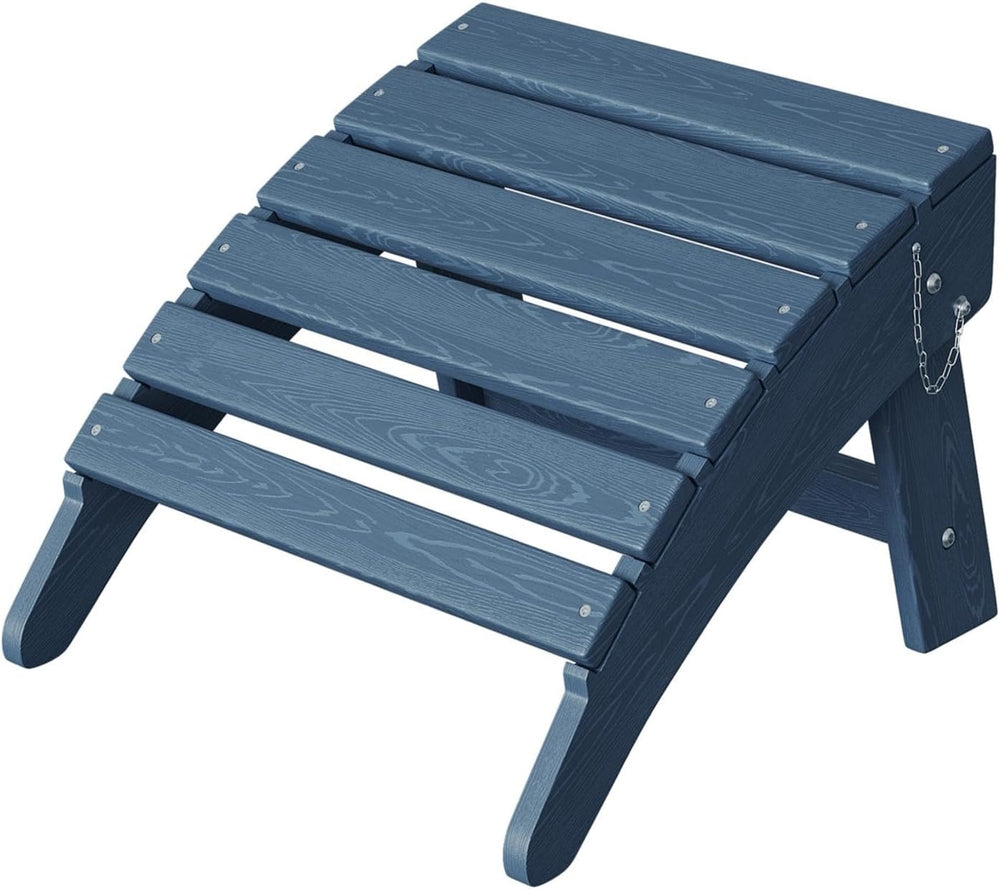 Folding Adirondack Ottoman, HDPE Footrest for Oudoor Chair, Navy Blue