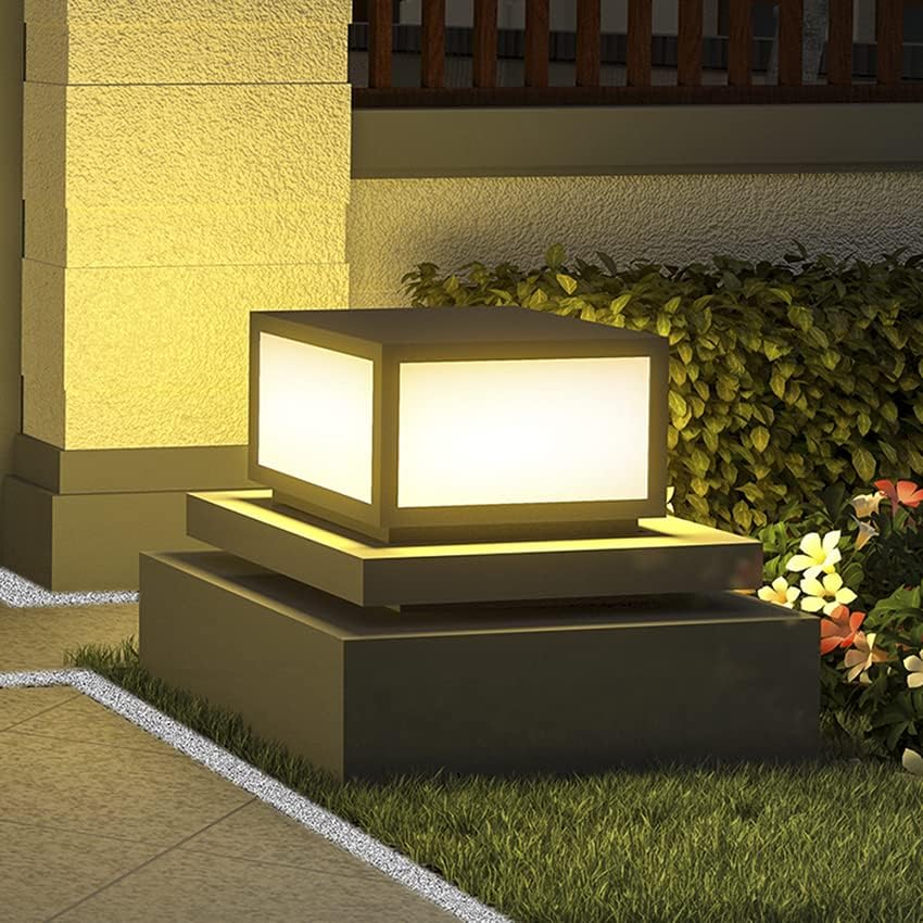 Pillar Lamp Post Light, Fence Deck Cap Light Lantern Column Lamp for Flat Sur...